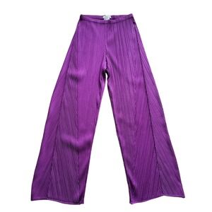 Issey Miyake Pleats Please Purple Pants Size 3 Classic Straight Wide Leg Artsy